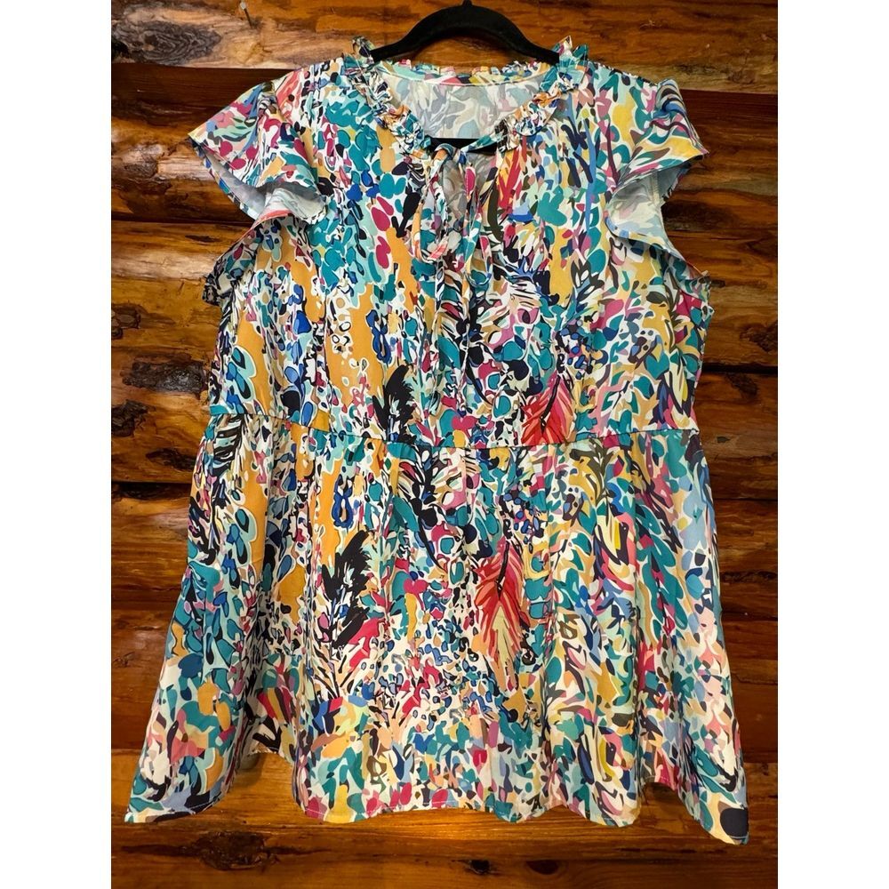 Multicolor Abstract Tunic Blouse‎ Size XL